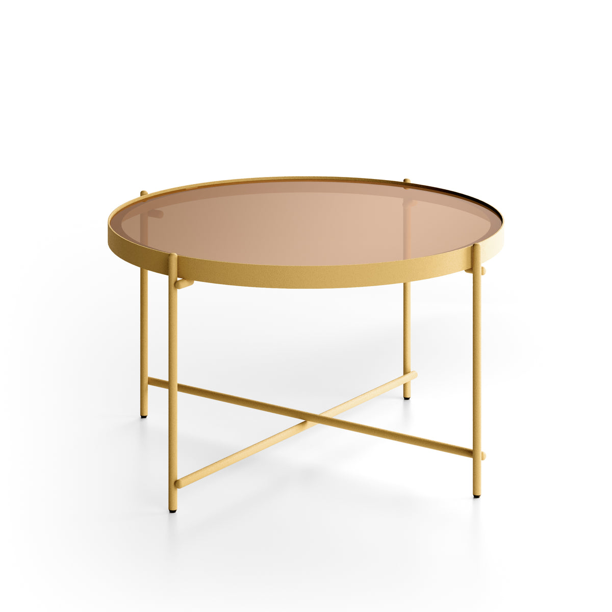 Coffee Table Marissa 70 cm Glass Bronze / Matt Brass Domestica – Product View on White
