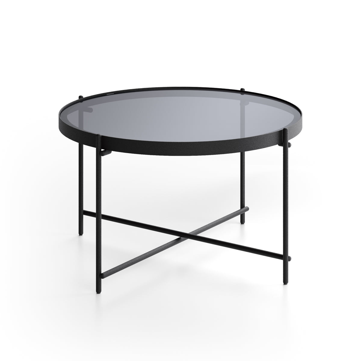 Coffee Table Marissa 70 cm Glass Smoked / Black Domestica – Product View on White