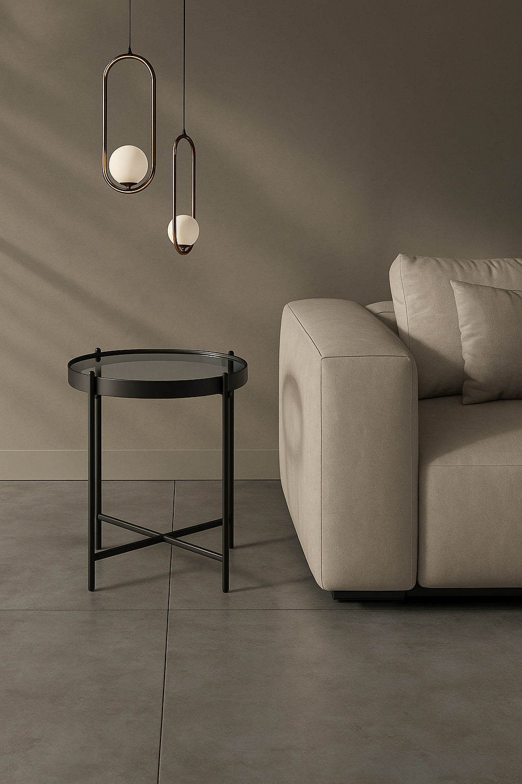 Side Table Marissa 38 cm Glass Smoked / Black Domestica – Lifestyle