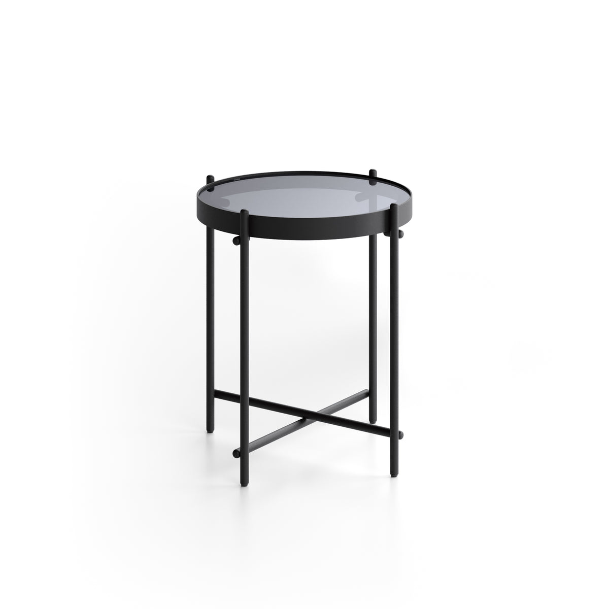 Side Table Marissa 38 cm Glass Smoked / Black Domestica – Product View on White