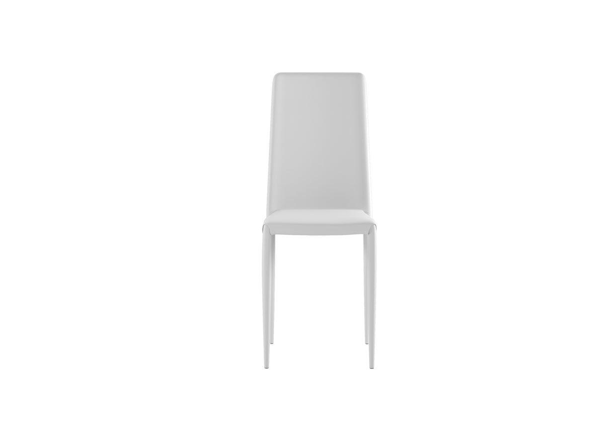 Dining Chair Cleo Faux Leather White Domestica – Front View on White