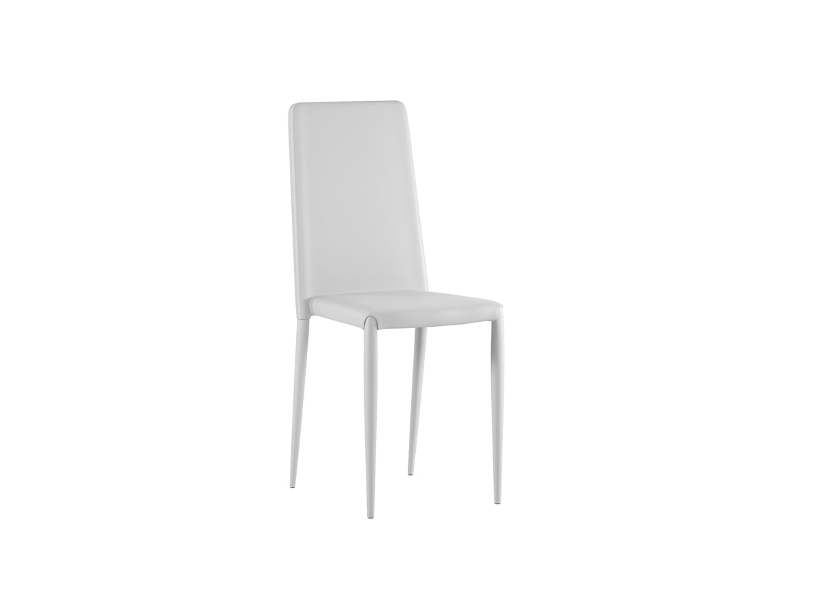 Dining Chair Cleo Faux Leather White Domestica – Three Quarter View on White
