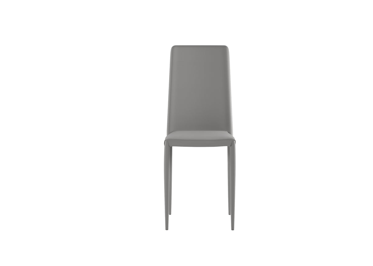 Dining Chair Cleo Faux Leather Light Grey Domestica – Front View on White