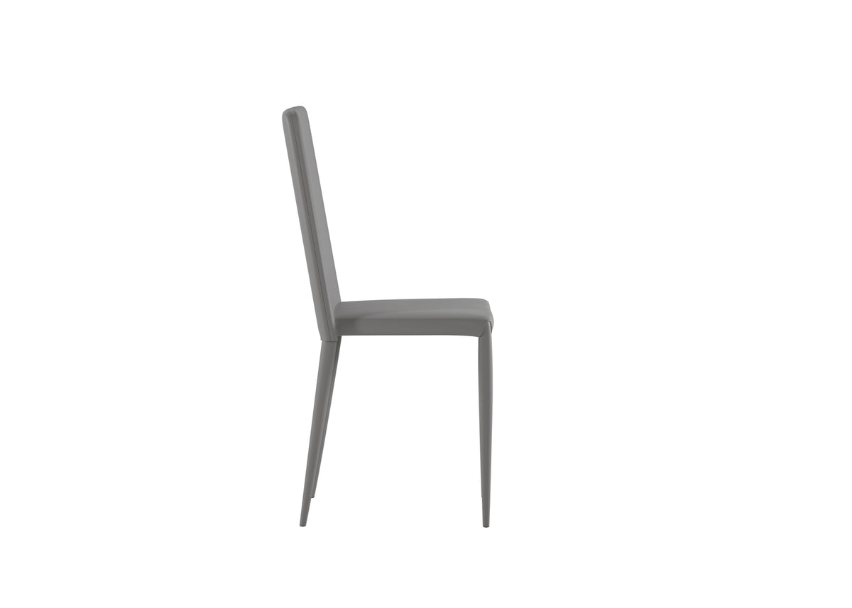 Dining Chair Cleo Faux Leather Light Grey Domestica – Side View on White