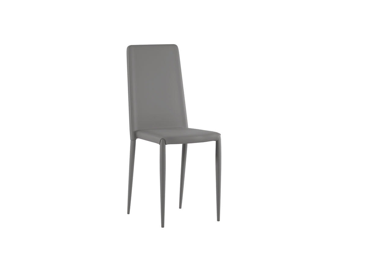 Dining Chair Cleo Faux Leather Light Grey Domestica – Three Quarter View on White