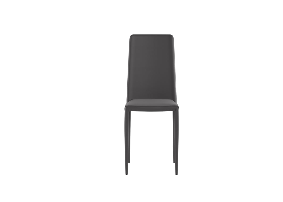 Dining Chair Cleo Faux Leather Dark Grey Domestica – Front View on White