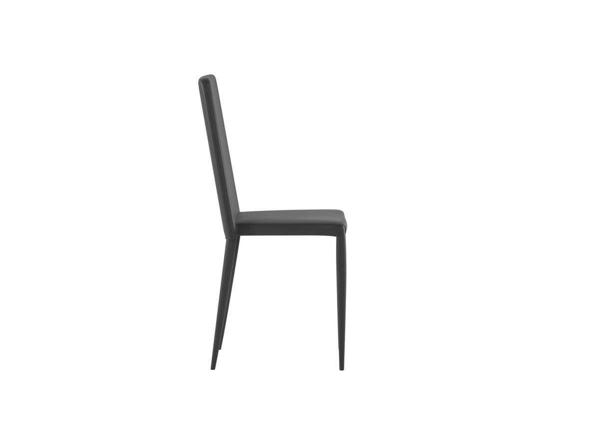 Dining Chair Cleo Faux Leather Dark Grey Domestica – Side View on White