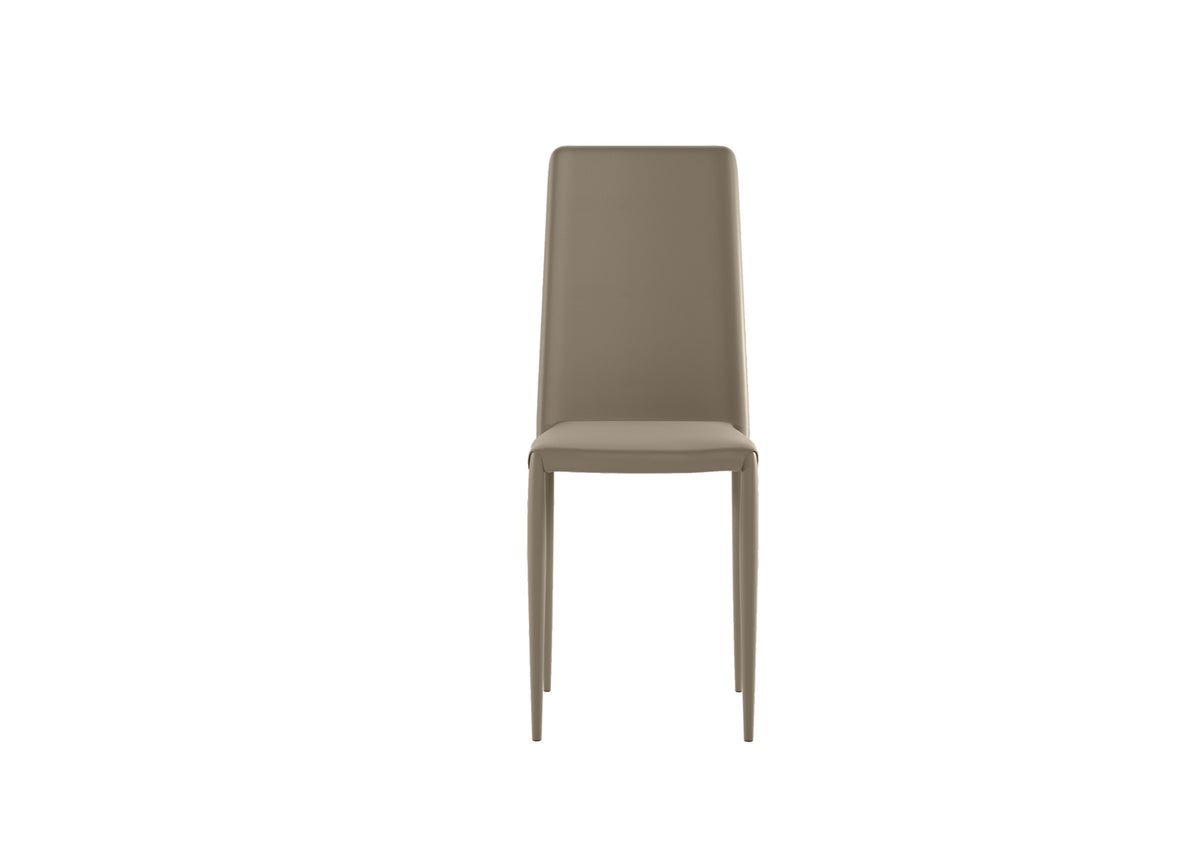 Dining Chair Cleo Faux Leather Taupe Domestica – Front View on White