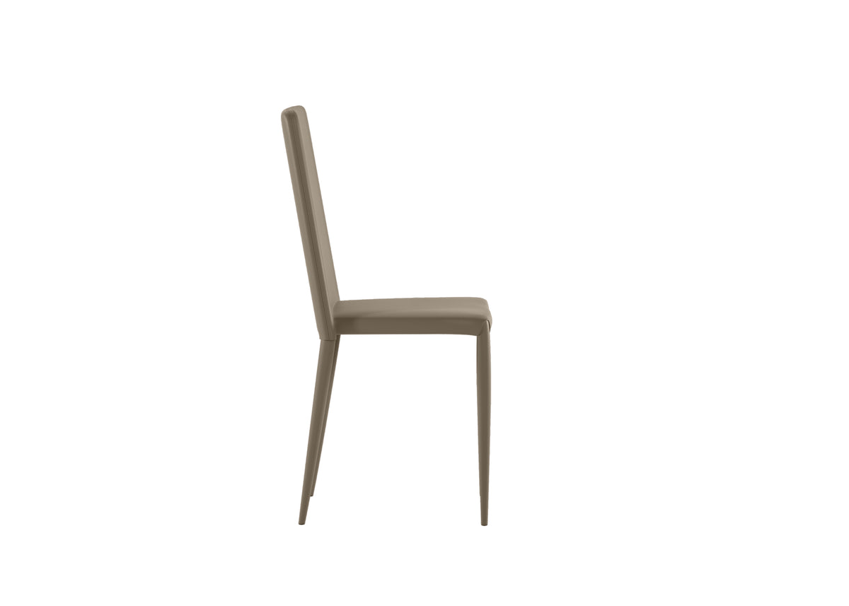 Dining Chair Cleo Faux Leather Taupe Domestica – Side View on White