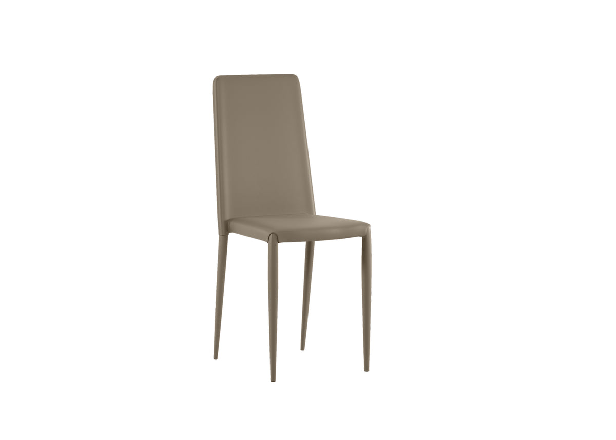 Dining Chair Cleo Faux Leather Taupe Domestica – Three Quarter View on White