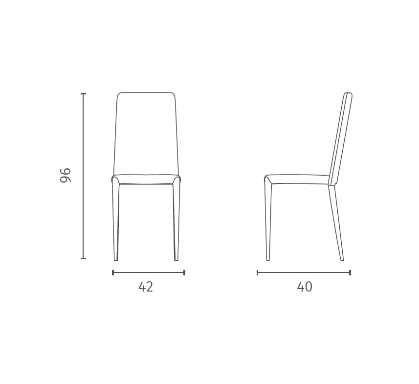 Dining Chair Cleo Faux Leather Taupe Domestica – Dimensions Drawing