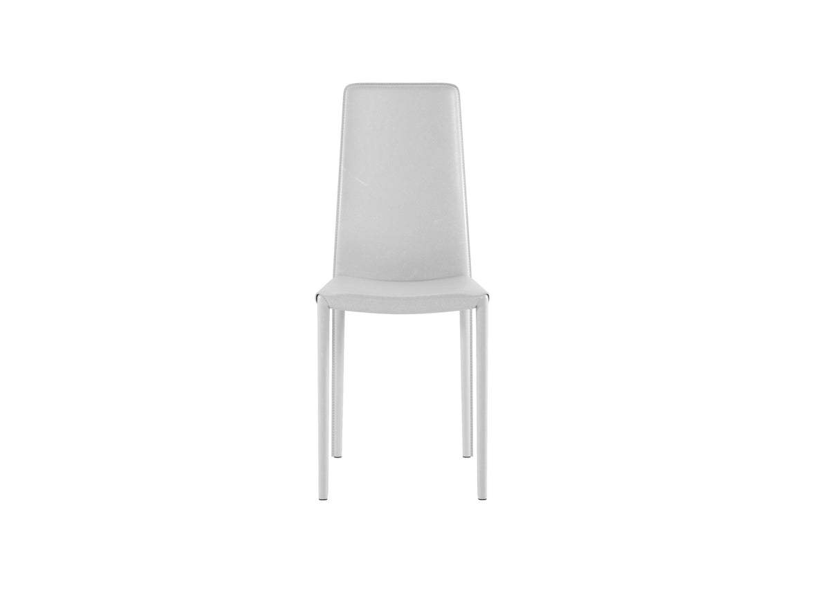 Dining Chair Kitty Faux Leather White Domestica – Front View on White