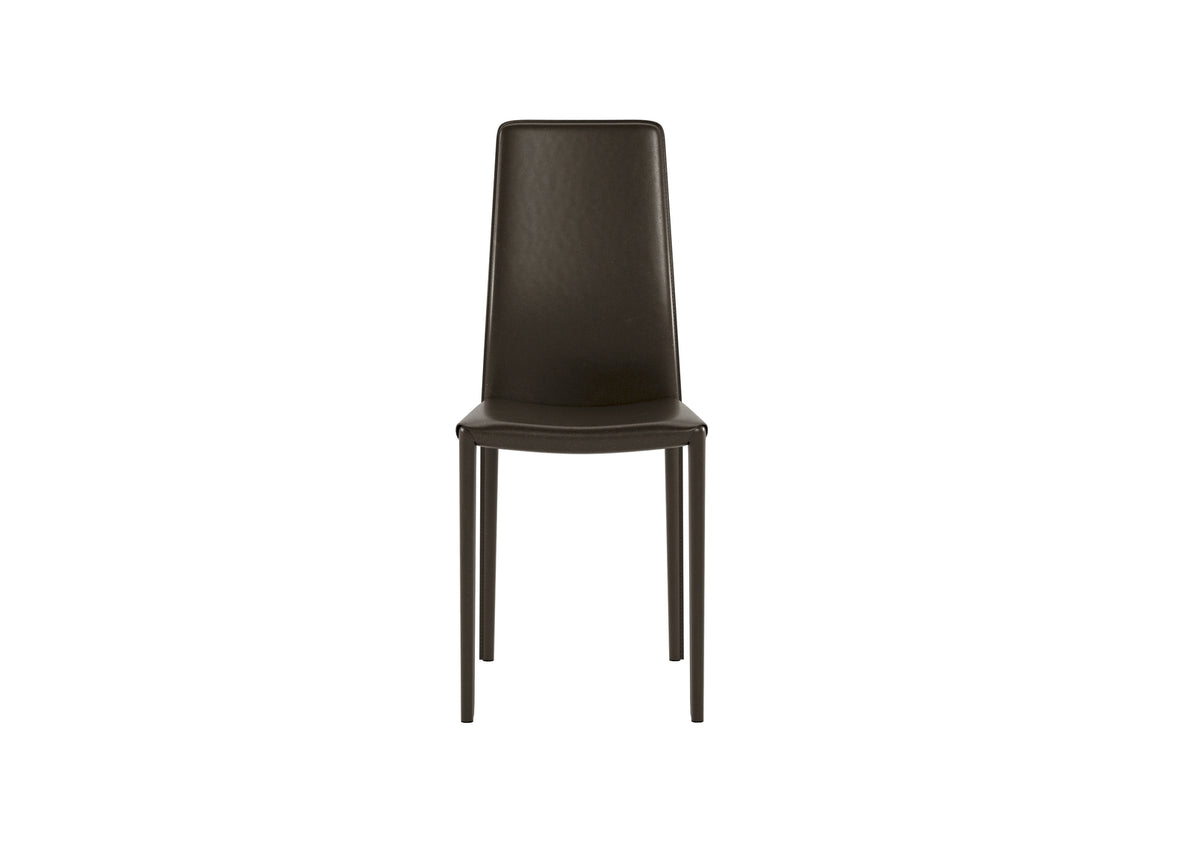 Dining Chair Kitty Faux Leather Chocolate Domestica – Front View on White