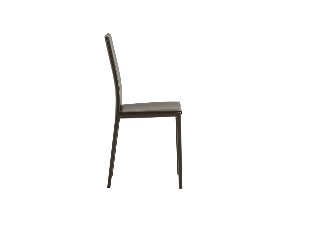 Dining Chair Kitty Faux Leather Chocolate Domestica – Side View on White
