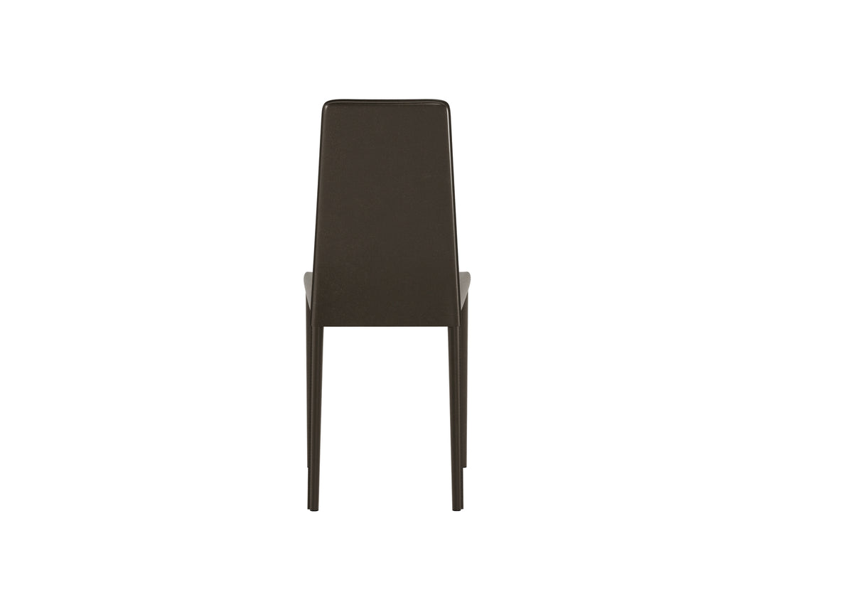Dining Chair Kitty Faux Leather Chocolate Domestica – Back View on White