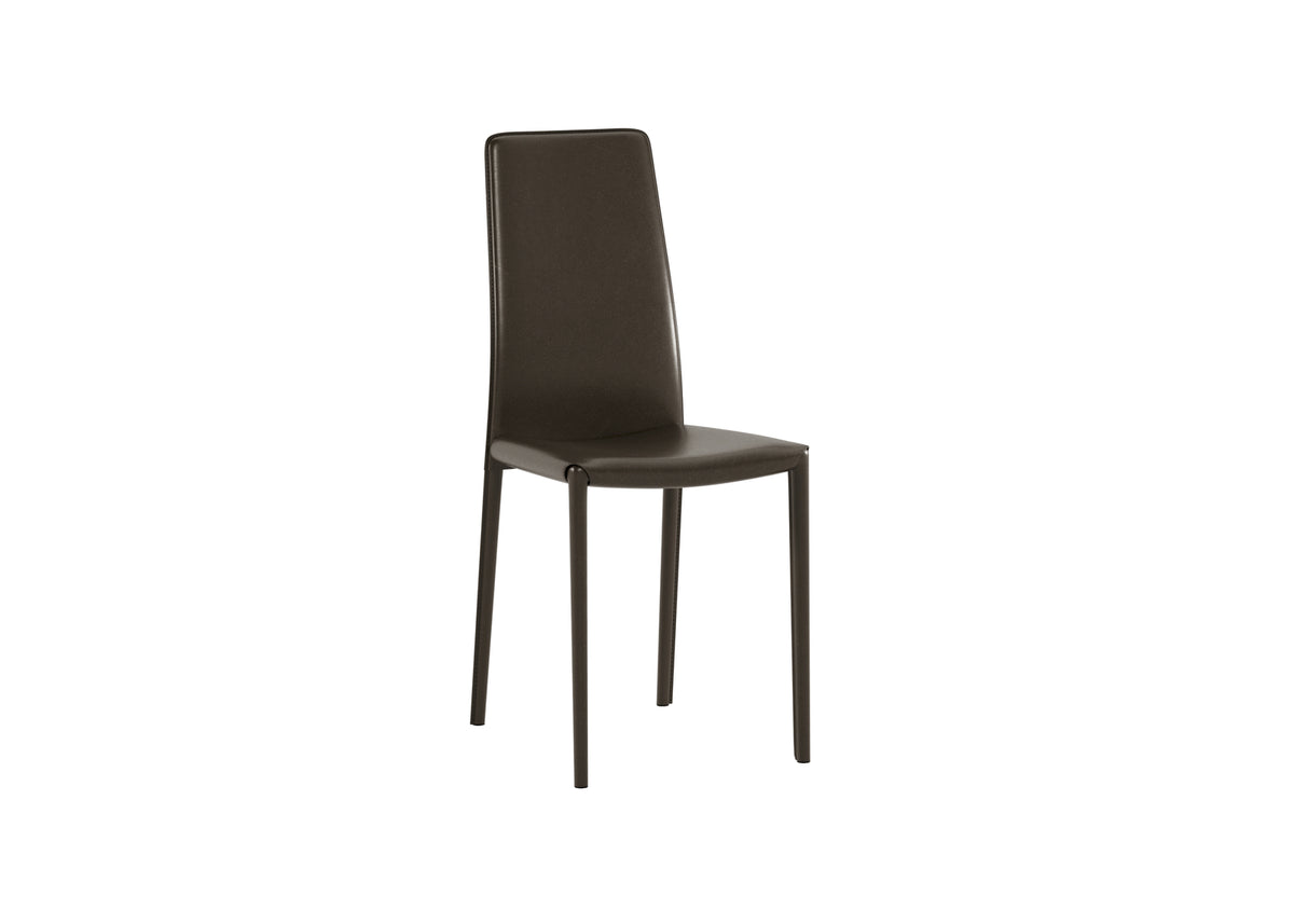 Dining Chair Kitty Faux Leather Chocolate Domestica – Three Quarter View on White