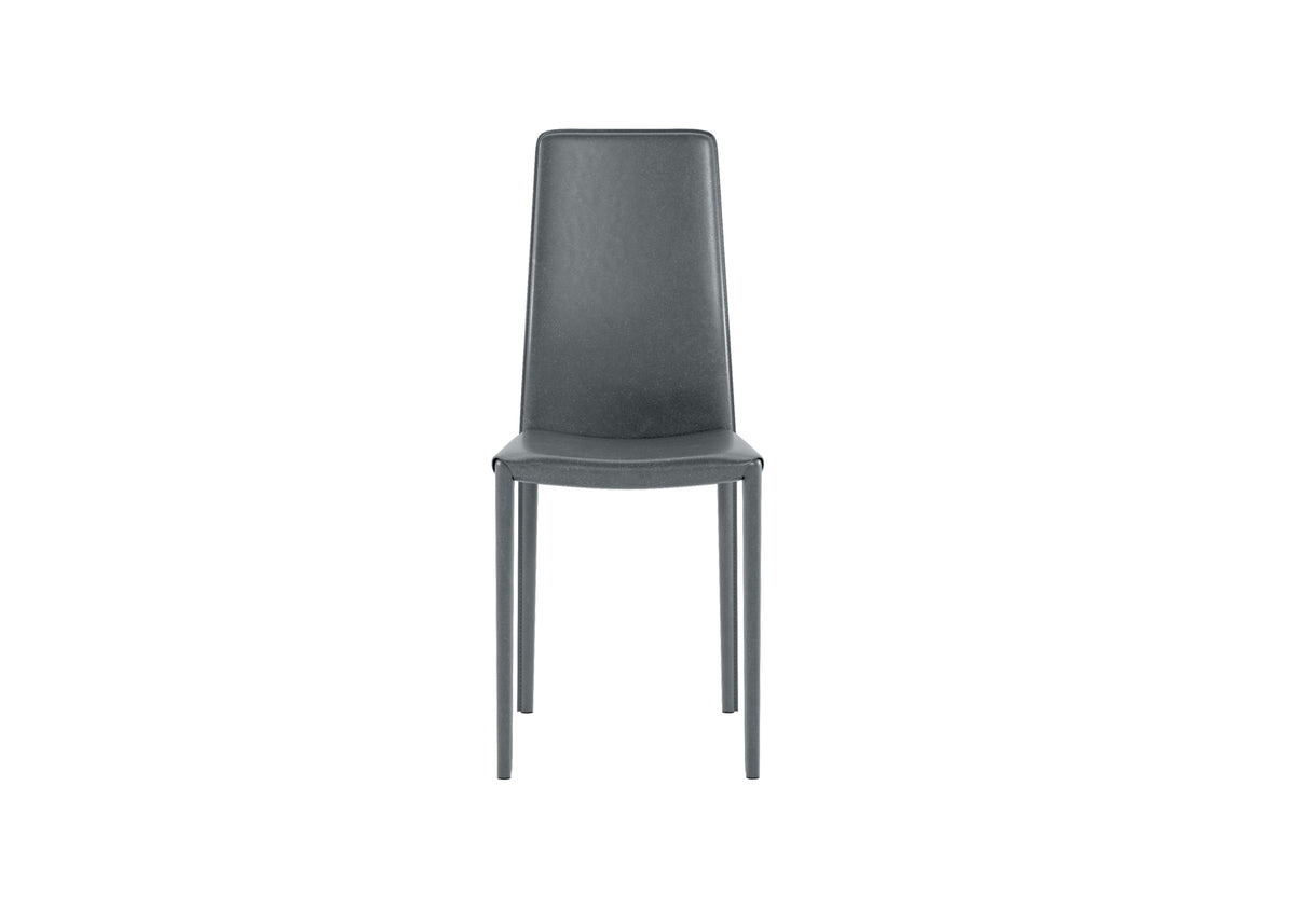 Dining Chair Kitty Faux Leather Dark Grey Domestica – Front View on White