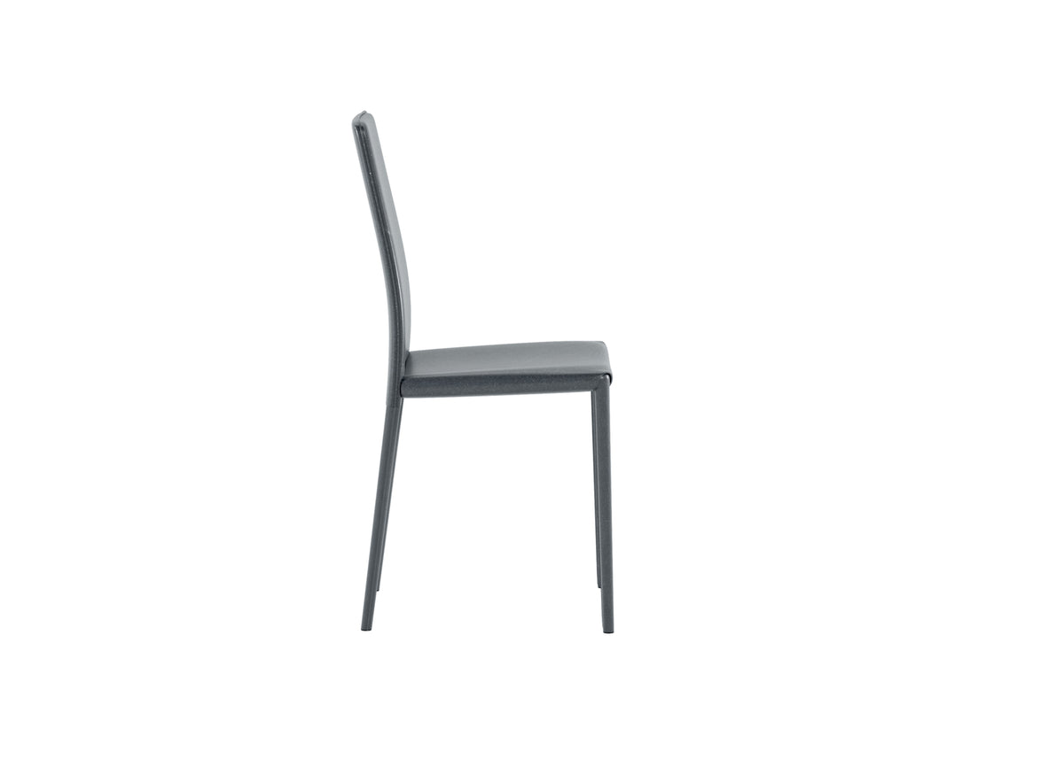 Dining Chair Kitty Faux Leather Dark Grey Domestica – Side View on White