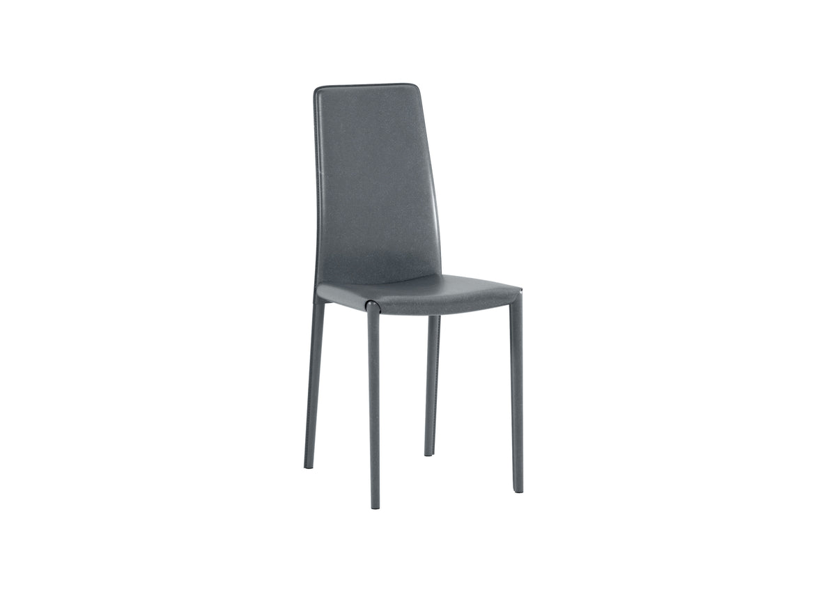 Dining Chair Kitty Faux Leather Dark Grey Domestica – Three Quarter View on White