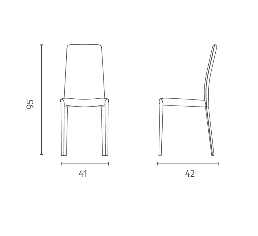 Dining Chair Kitty Faux Leather Dark Grey Domestica – Dimensions Drawing