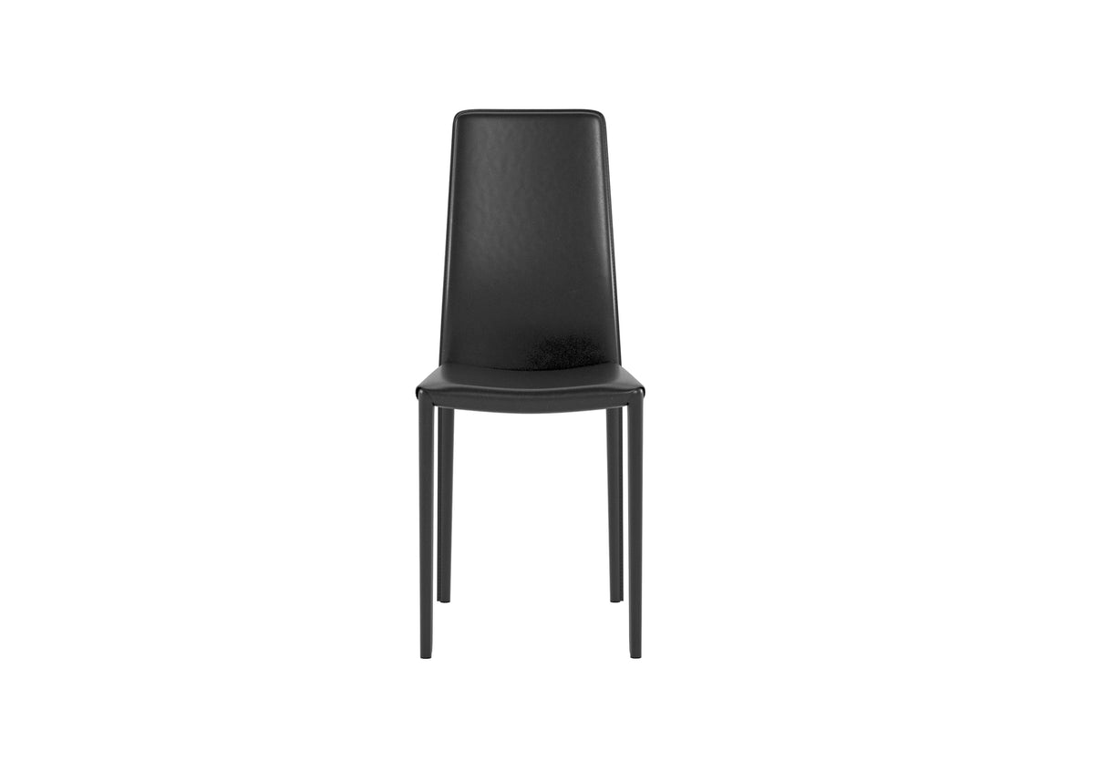 Dining Chair Kitty Faux Leather Black Domestica – Front View on White