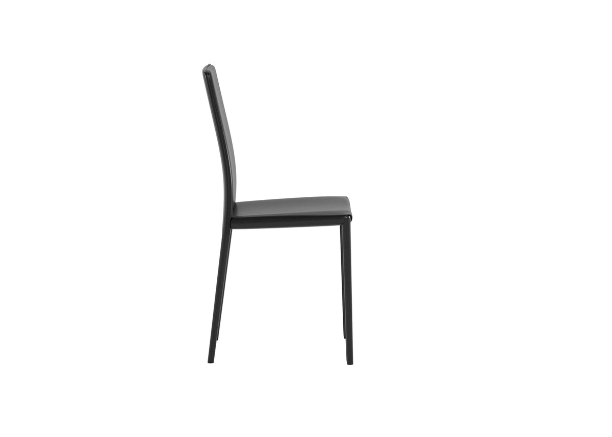 Dining Chair Kitty Faux Leather Black Domestica – Side View on White