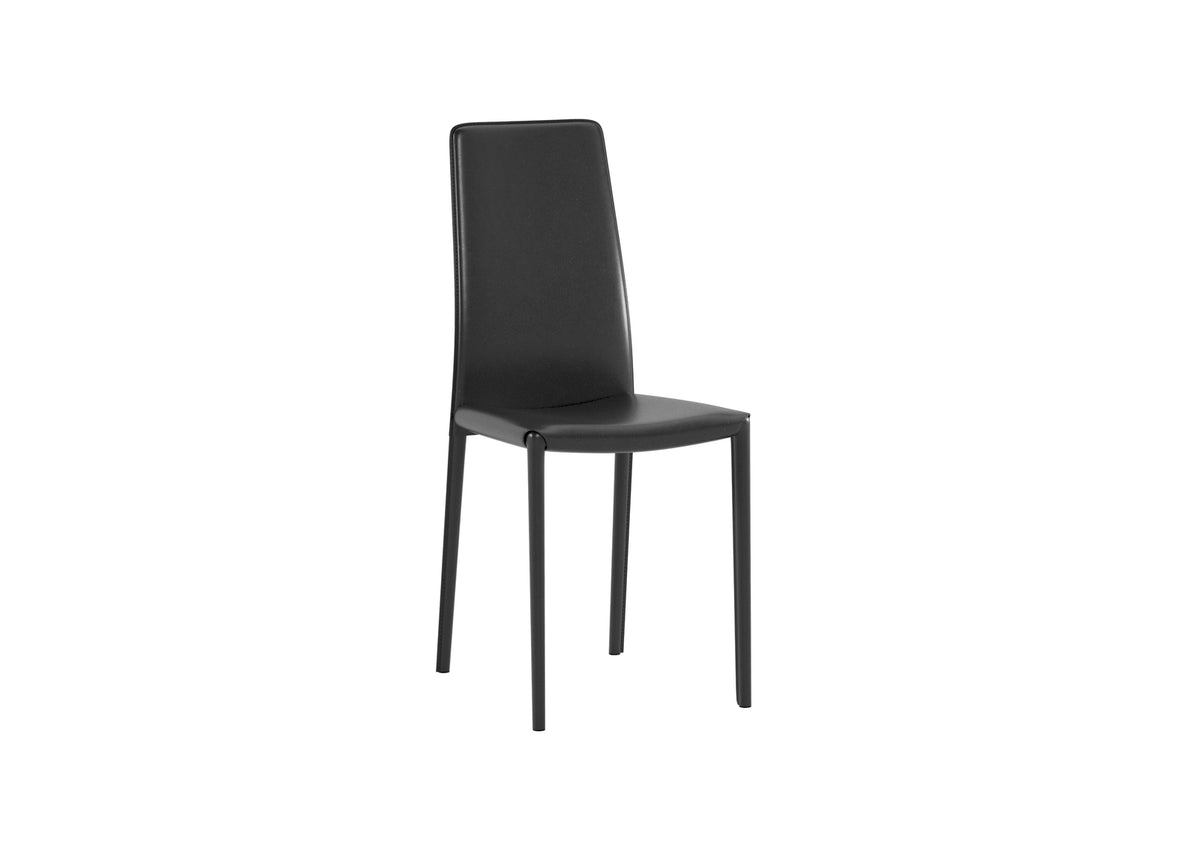 Dining Chair Kitty Faux Leather Black Domestica – Three Quarter View on White