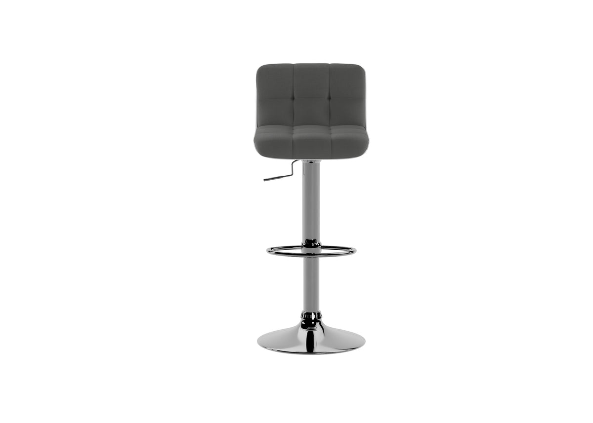 Adjustable Bar Stool Kurt Faux Leather Dark Grey Domestica – Front View on White