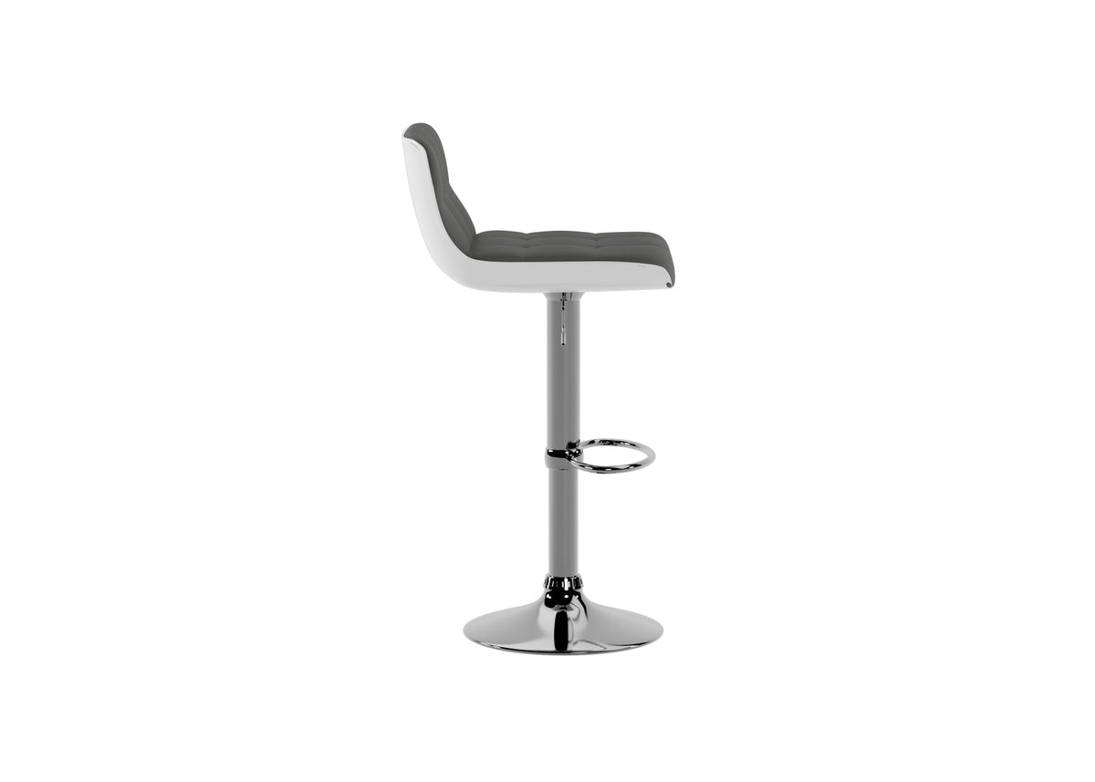 Adjustable Bar Stool Kurt Faux Leather Dark Grey Domestica – Side View on White