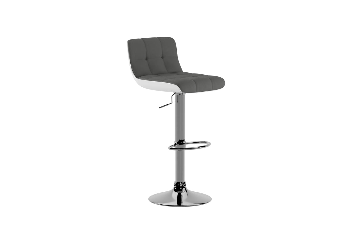 Adjustable Bar Stool Kurt Faux Leather Dark Grey Domestica – Three Quarter View on White