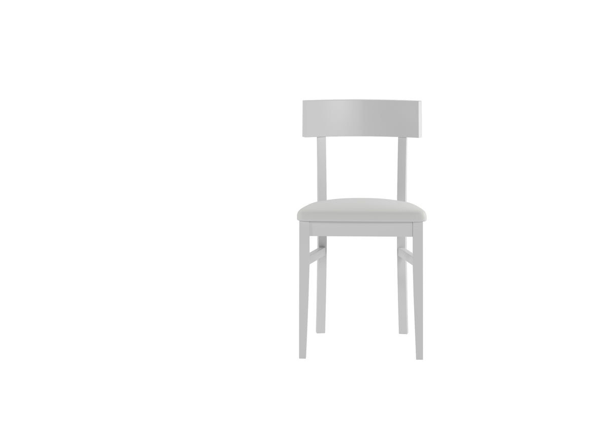 Dining Chair Monaco Lacquered Wood White Domestica – Front View on White