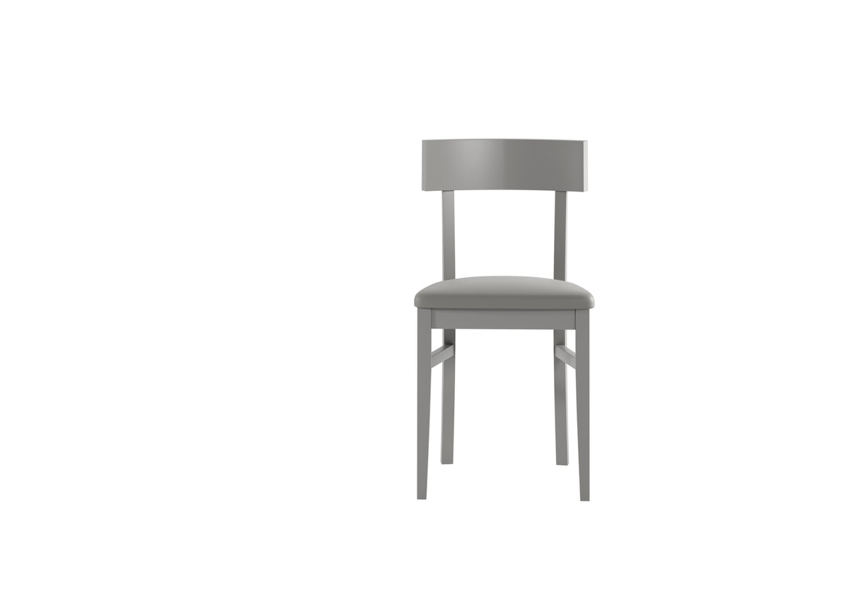 Dining Chair Monaco Lacquered Wood Light Grey Domestica – Front View on White