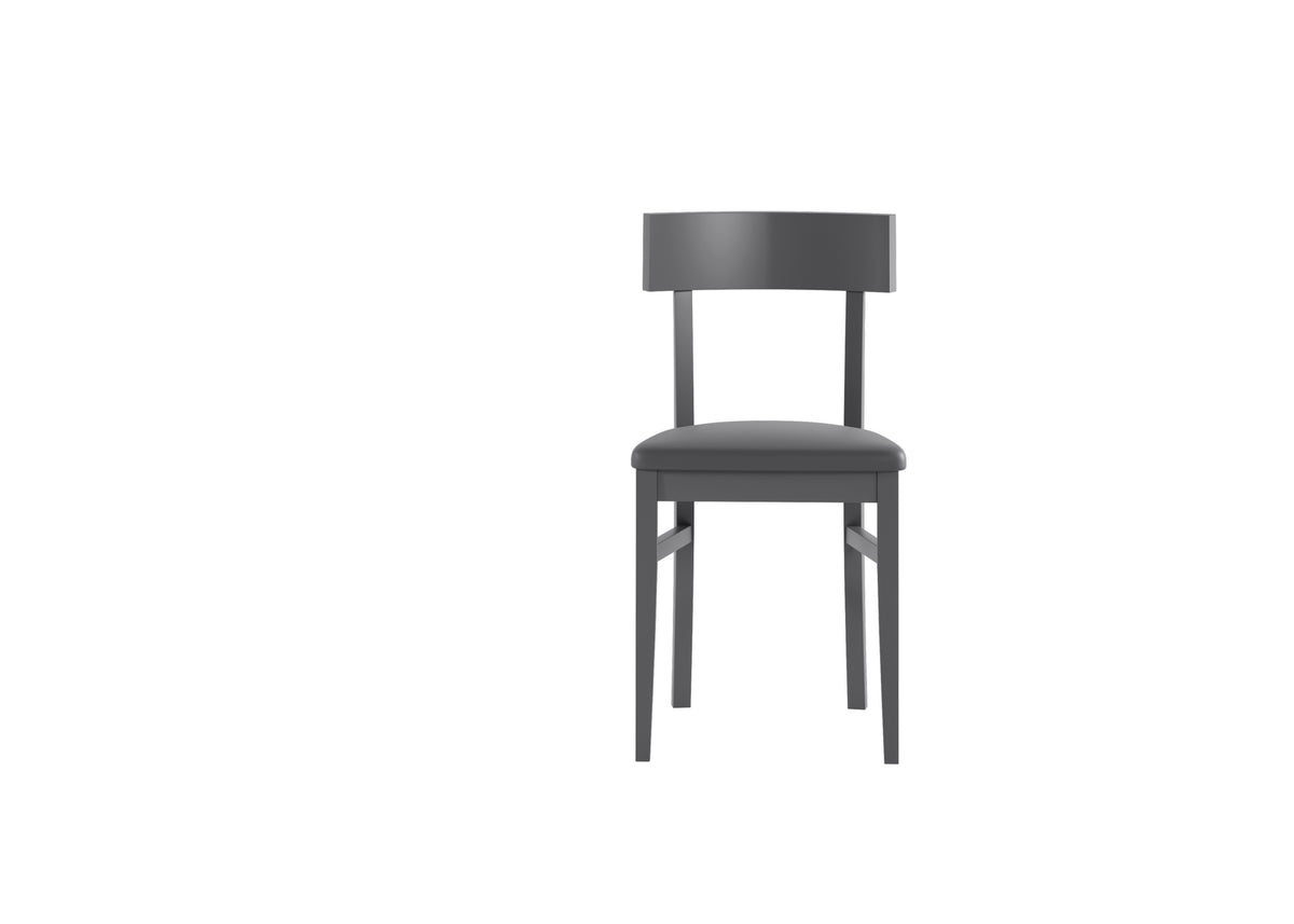 Dining Chair Monaco Lacquered Wood Dark Grey Domestica – Front View on White