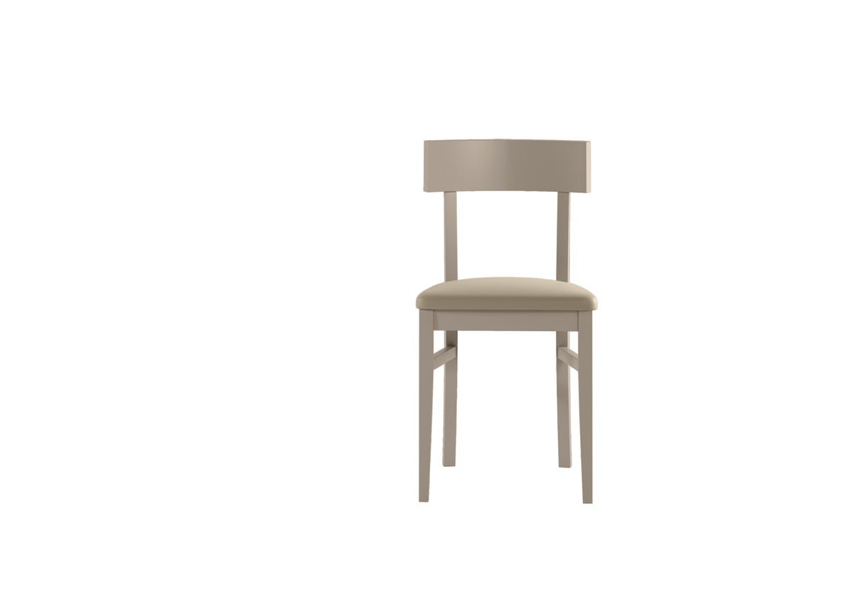 Dining Chair Monaco Lacquered Wood Taupe Domestica – Front View on White