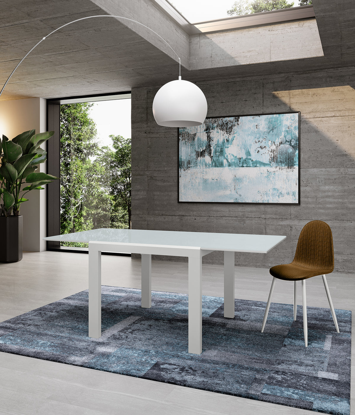 Extendable Dining Table Banner 90-163.5 cm Glass Extra White Domestica – Lifestyle
