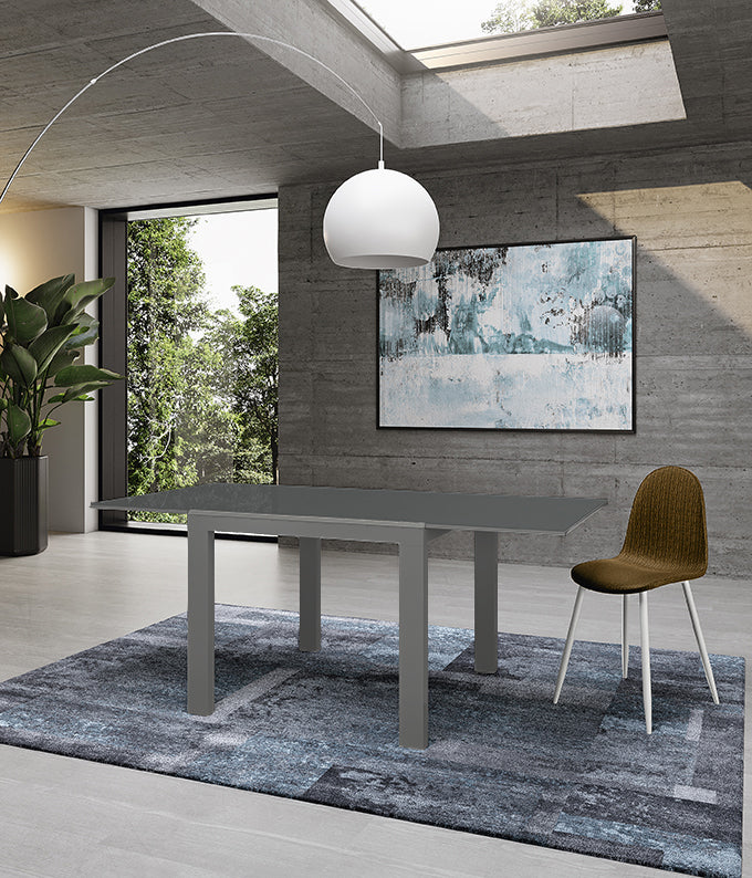 Extendable Dining Table Banner 90-163.5 cm Glass Grey Domestica – Lifestyle