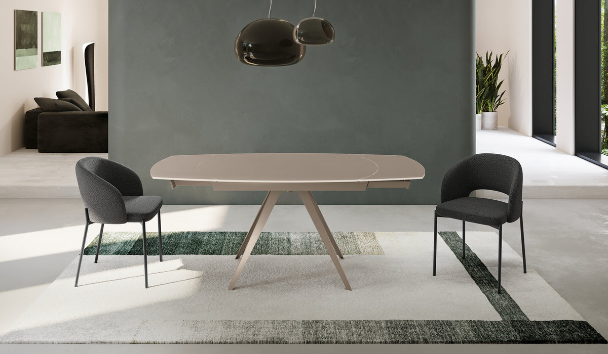 Extendable Dining Table Kyoto 120-180 cm Glass Taupe Domestica – Lifestyle
