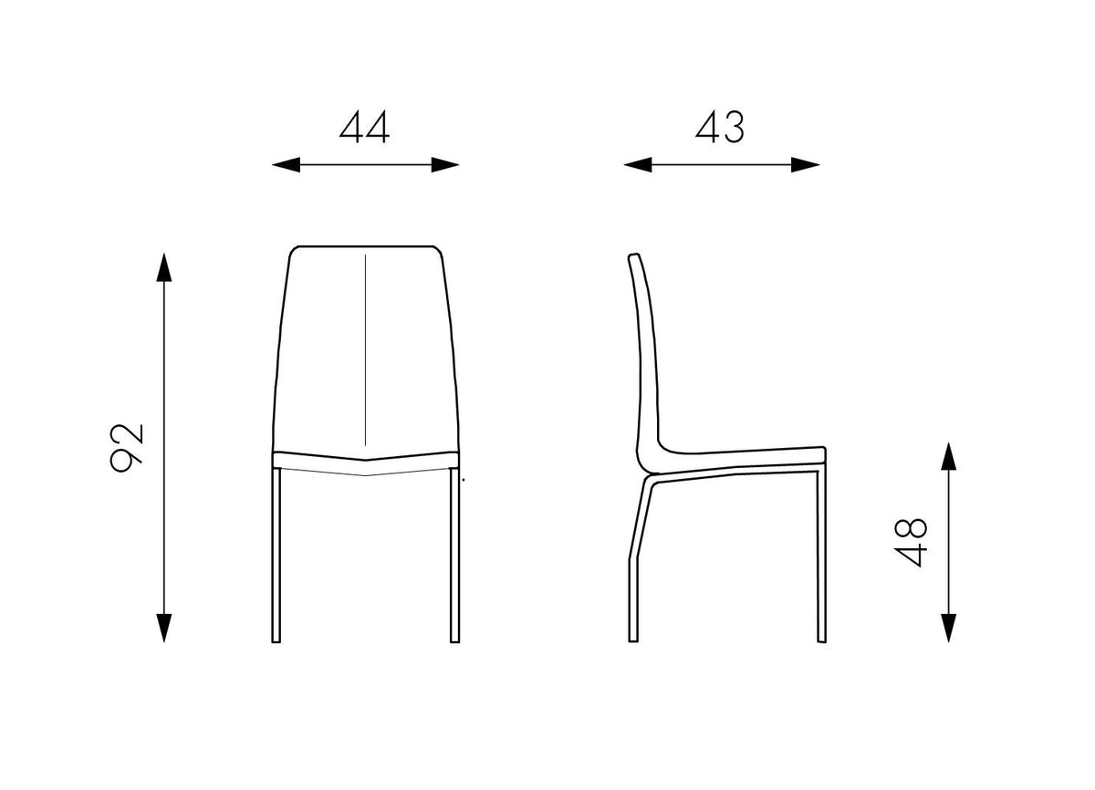 Dining Chair Viva White Faux Leather Domestica – Dimensions Drawing