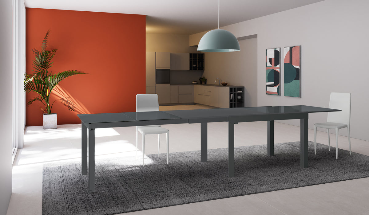 Extendable Dining Table Executive 120-350 cm Glass Grey Domestica – Lifestyle