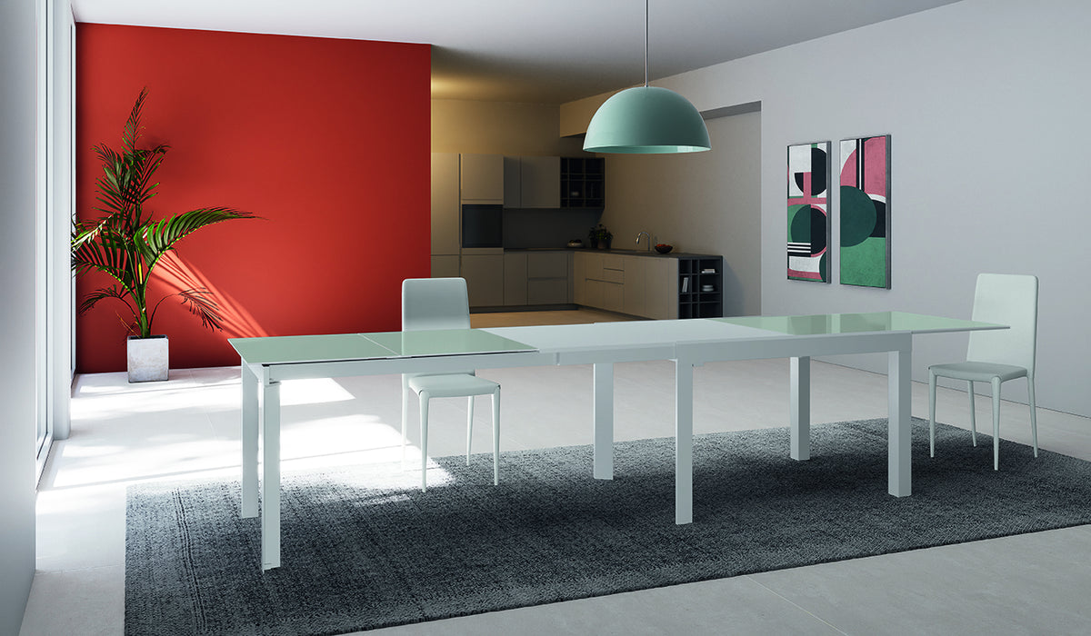 Extendable Dining Table Executive 120-350 cm Glass Extra White Domestica – Lifestyle
