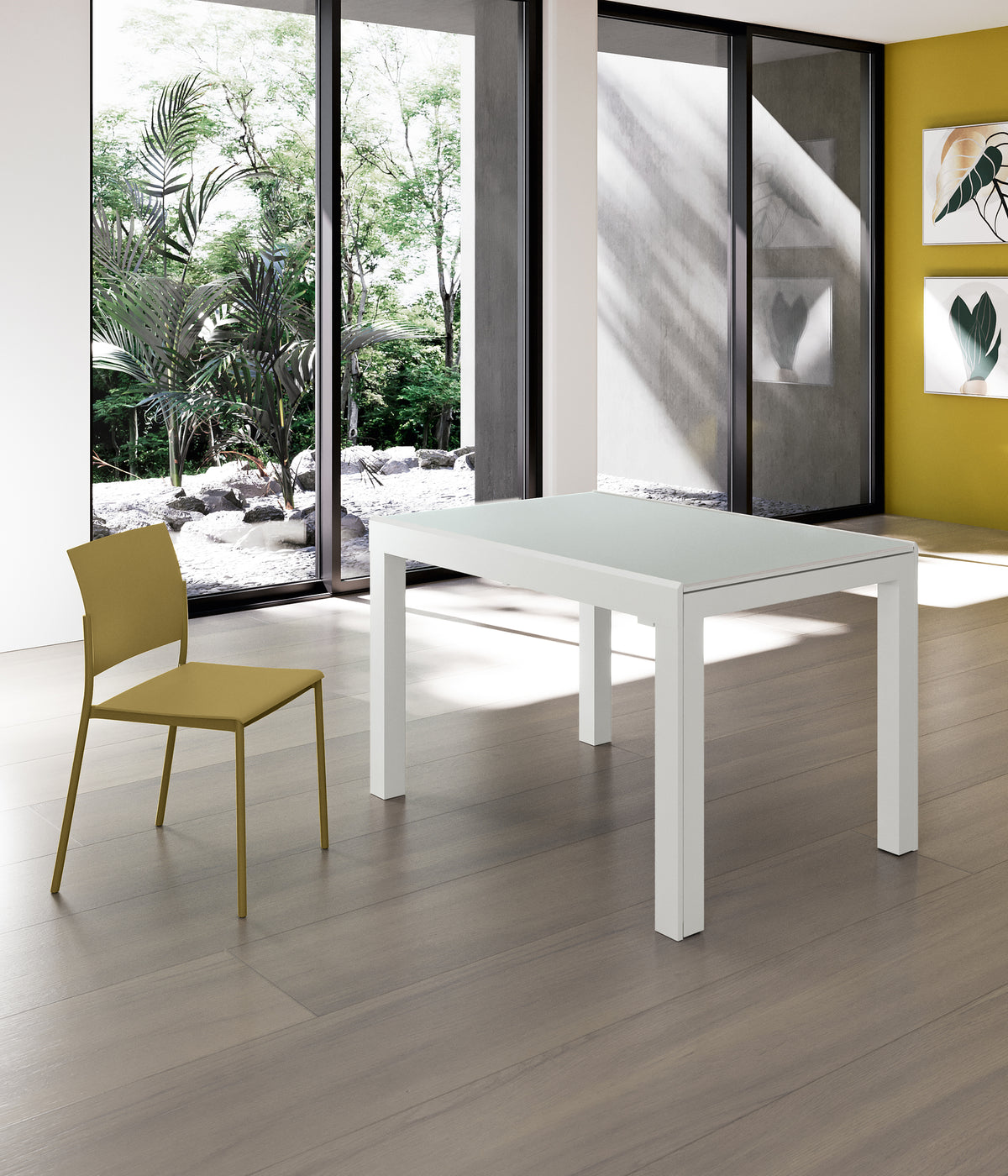 Extendable Dining Table Executive 120-350 cm Glass Extra White Domestica – Lifestyle