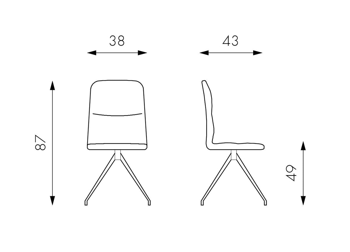 Dining Chair Alba Brown Domestica – Dimensions Drawing