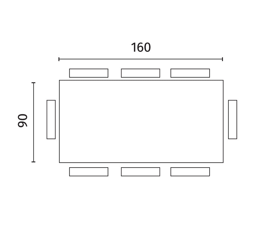 Dining Table Bridge 160 cm Natural Oak Domestica – Dimensions Drawing