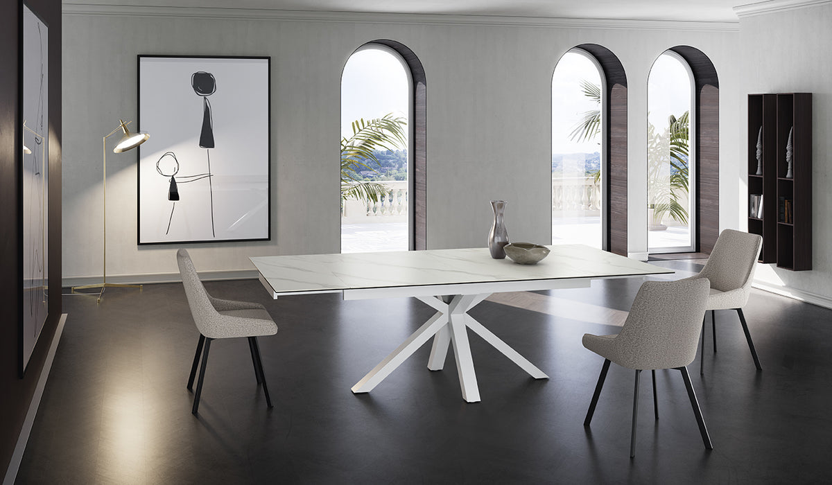 Extendable Dining Table Ceramica 1 160-240 cm White Marble / White Domestica – Lifestyle