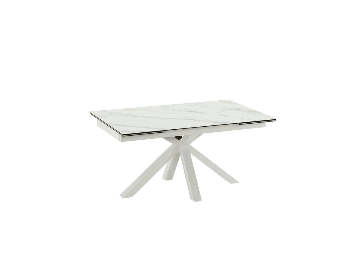 Extendable Dining Table Ceramica 1 160-240 cm White Marble / White Domestica – Product View on White