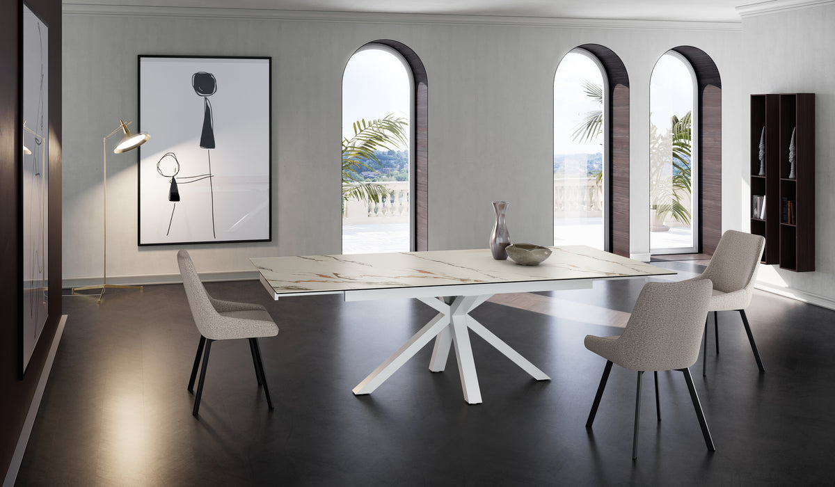 Extendable Dining Table Ceramica 1 160-240 cm Calacatta Borghini / White Domestica – Lifestyle