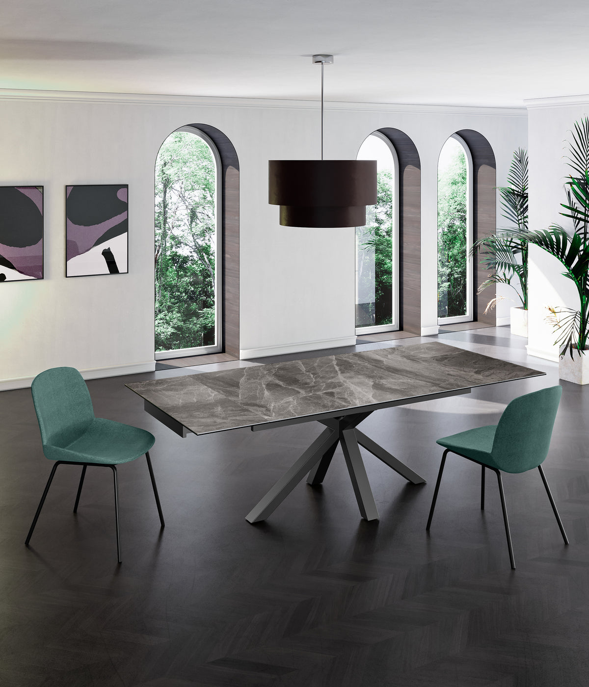 Extendable Dining Table Ceramica 1 160-240 cm Anthracite Marble / Anthracite Domestica – Lifestyle