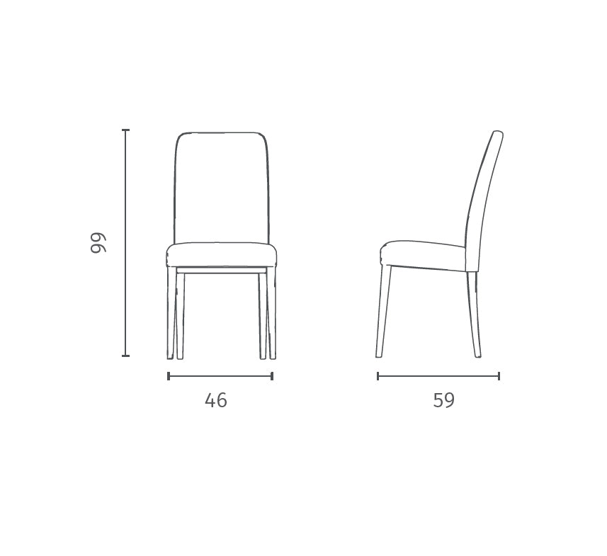 Dining Chair Anita Faux Leather Beige / Brown Domestica – Dimensions Drawing