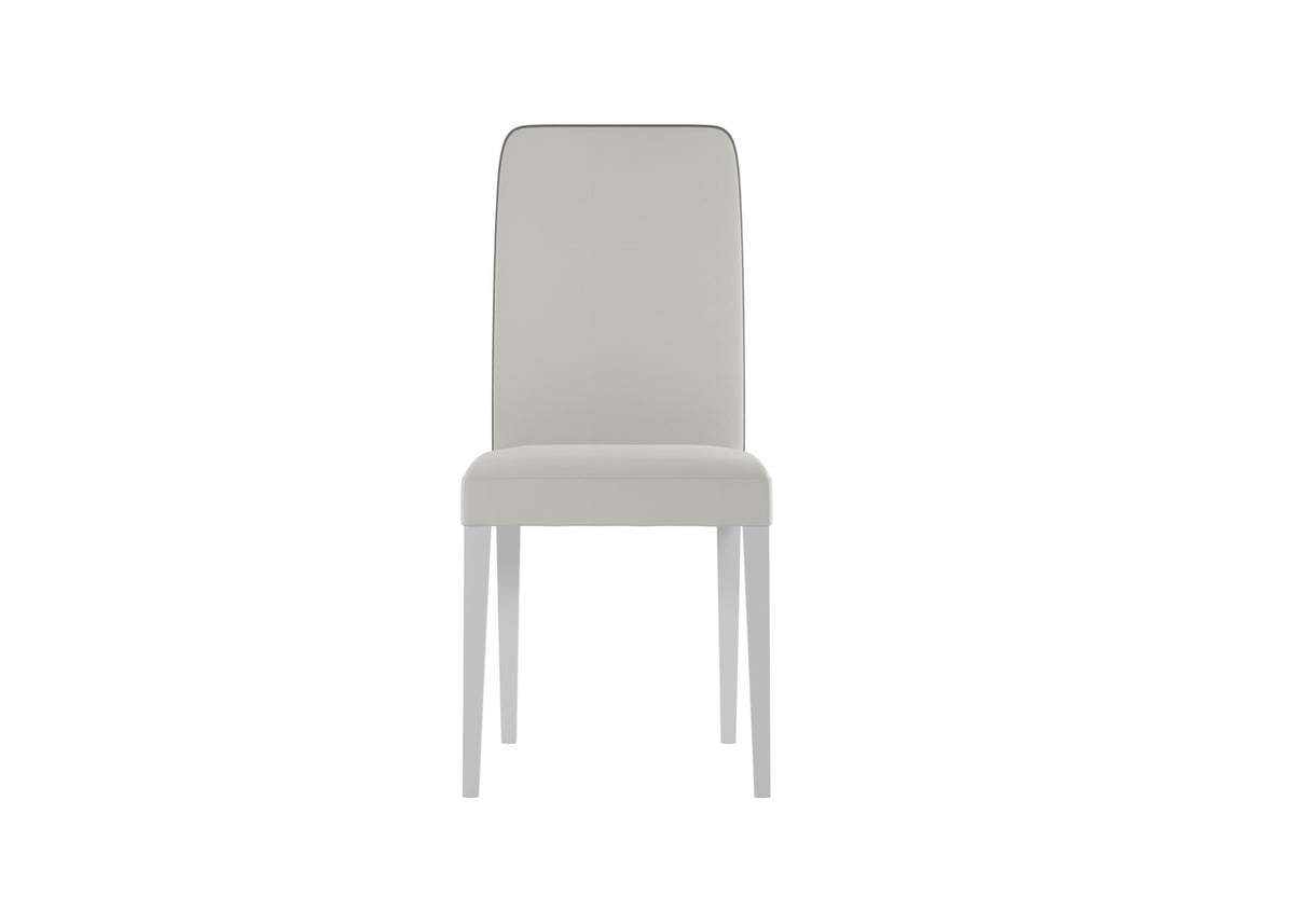 Dining Chair Anita Faux Leather White / Grey Domestica – Front View on White
