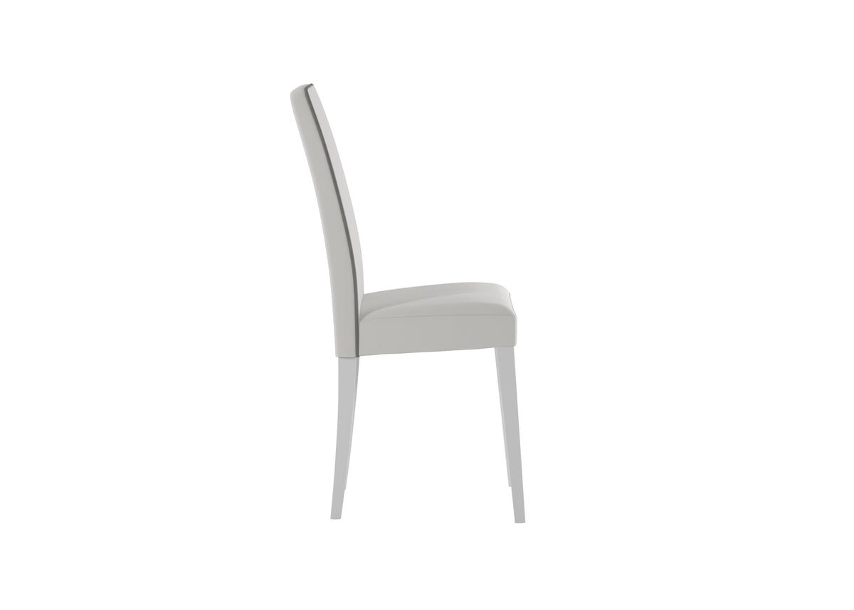 Dining Chair Anita Faux Leather White / Grey Domestica – Side View on White